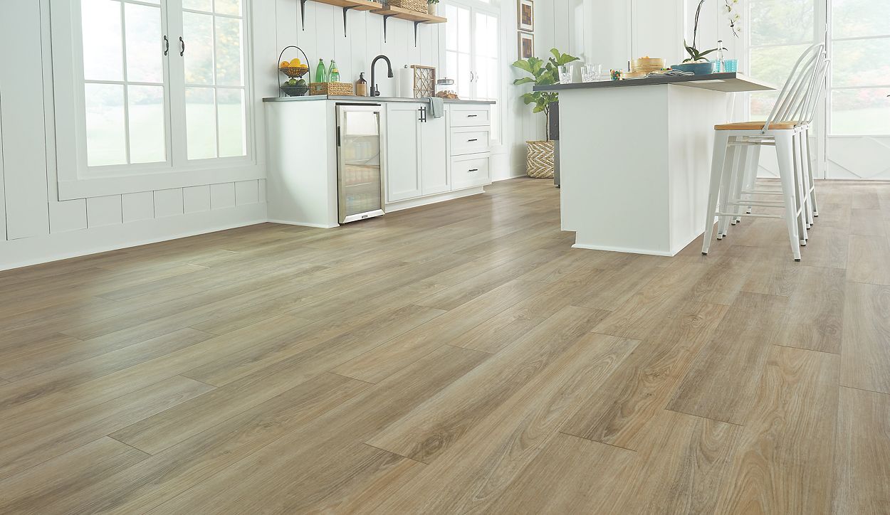 Kitchen with waterproof luxury vinyl plank flooring